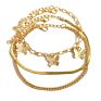 Jewelry Multilayer Butterfly Anklet Snake Chain Ankle Bracelet Gold Plated Anklets Women