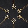 Jewelry Silver Plating Hollow round 12 Zodiac Sign Pendant Necklaces Stainless Steel Horoscope Choker Necklace for Women