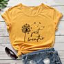 Just Breathe 100% Cotton T-Shirt Vintage Women Anxiety Graphic Tshirt