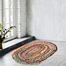 Jute Cotton Area Rug- 2X3 Feet Oval Hand Woven Multicolor Recycled Cotton Reversible Braided Rag Rug