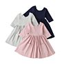 Kids Fall Wear Manufacturers Eco-Friendly Solid Color 95% Cotton Daily Life Dress for Girl