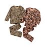 Kids Pajamas Children Sleepwear Leopard/Zebra Print Rib Cotton 2Pcs Tops+Pants Sets Boy Girls Nightwear Clothes Kids Clothing