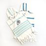 Kids Print Stripes 100% Cotton Hooded Beach Poncho Towel with Tassel