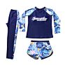 Kids Upf 50+ Rash Guard and Swimsuit Trunks Set Long Sleeve Rash Guard Top and Pants and Shorts 3 Pcs Set for Children Beachwear