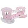 Kids Wooden Pink Baby Dolls Crib Rocking Cradle and Bedding Set Toys with Pink Pad Blanket Pillow as Gift for Ages 3+