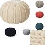 Knitted Cotton Pouffe Comfortable , round Ottoman Pouf with Difference Color