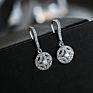 Korean Style S925 Hollow Diamond Cz Hook Earrings 925 Sterling Silver round Cubic Zircon Drop Earrings for Wedding