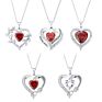 Krkc Women Jewelry 925 Sterling Silver 18K White Rose Gold Plated Garnet Gemstone Heart Shape Pendant Heart Necklaces