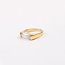 Ladies Baguette Zircon Ring Jewelry 18K Gold Plated Stainless Steel Finger Rings for Women Non Tarnish