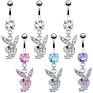 Ladies' Most Popular Styles Year Bunny Dangle Navel Ring Stainless Steel Rabbit Belly Piercing Jewelry