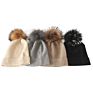 Latest Style Lovely Black Knitted Beanie Hats with Fur Pom Pom