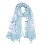 Latest Women Korean Shawls Lightweight Blue Flower Print Lady Scarf Accessories