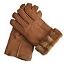 Leather Men Keeping Worm Gloves inside Wool Lining Thickened Sheepskin Fur Leather Glove