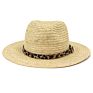 Leisure Men Women Sun Leopard Belt Decoration Panama Jazz Hat Handmade Natural Raffia Grass Straw Fedoras Hat