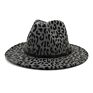 Leopard Jazz Wool Felt Fedora Hats Vintage Women Panama Hat