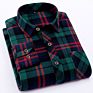 Long Sleeve Check Flannel Shirt Polyester Men with Printing