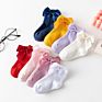 Lovely Baby Infant Girls Socks Kids Pure Color Pink Red Yellow Mesh Ruffle Socks Cute Bow Knot Short Socks