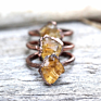 Ls-A2655 Luxury Natural Raw Citrine Ring,Crystal Birthstone Gemstone Ring Jewelry Antique Copper Plated Ring for Women