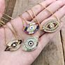 Ls-D1538 Rainbow Evil Eyes Pendant Necklace Gold Color Copper Cz Chain Choker Necklace for Women Girls
