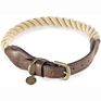 Luxury 100% Cotton Woven Rope Leather Dog Collar Trim Soft Adjustable Matching Rope Lead Leash