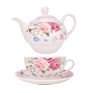 Luxury Ceramic Floral Teapot Vintage English Style Wholsale Flower Printed Porcelain Tea for One Teapot Set with Saucer