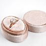 Luxury Champagne Color Oval Velvet Ring Boxes Grey Jewelry Wedding Proposal Gift Box for Ring Packaging
