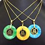 Luxury Jewelry Peace Buckle Pendant Colorful Jade round Pendant Peace Sign Charms Necklace Women Charm