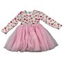 Lz Children Pink Rainbow Printing Tutu Dress for Kid Valentines Day Longsleeve Baby Girl Dress Party Dresses