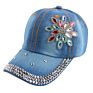 bling denim baseball cap