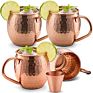 Manufacture Solid Copper 8Oz 16Oz Moscow Mugs Set of 4 Cocktail Copper Cups Set