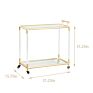 Mayco Kitchen Gold Metal Push Bar Wine Holder Serving Cart Trolley with Tempered Glass