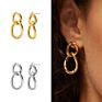 Meenoy 925 Silver Irregular Interlocking Double Circle Stud Earrings for Women Metal Punk Gold Silver Color Earring Jewelry