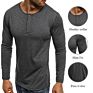 Men Cotton Henley Collar with Buttons Long Sleeve Casual T Shirt