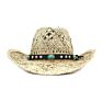 Men Cowboy Hat Women Retro Vintage Turquoise Leather Strap Cowboy Cowgirl Caps Western Beach Sun Hat