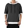 Men White Cotton Short Sleeve Lightweight Hoodie with Pockets