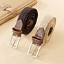 Men Women Casual Knitted Pin Buckle Belt Woven Canvas Elastic Expandable Braided Stretch Belts Plain Strap