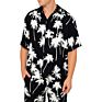 Mens 100% Viscose Palm Tree Black Hawaiian Shirt Short Sleeves