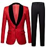 Mens Big Shawl Lapel 3 Pieces Set Pink Red Blue White Black Wedding Groom Suits Jacquard Banquet Tuxedo