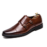 Men's Double Monk Strap Slip on Loafer Leather Oxford Plain Toe Classic Casual Comfortable Dress Shoes