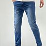 Mens Jeans Denim Pants Slim Straight Dark Blue Regular Fit Leisure Long Trousers Comfortable Tapered Pants Jean Men