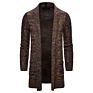 Men's Knit Long Cardigan Open Front Knitted Cape Sweater with Pocket