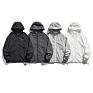 Mens Outdoor Nylon Baseball Coats Casual Windbreak Grey Black Hooded Jacket