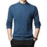 Men's Solid Color 100% Wool Cable Stitch Tops Casual Crew Neck Knitted Pullover Sweaters