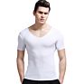 Men's Thin Short Sleeve V Neck T Shirts for Men Solid Color Tight Bottomed Shirt Slim Seamless Underwear Modal