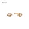 Mercery Earing Handmade Jewelry Diamond Pure Gold 14K Studs Turkish Evil Eye Pure 14K Gold Solid Earring Studs