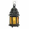 Metal Lantern Black Colored Glass Moroccan Lantern Three Sizes Candle Holder
