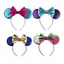 Metallic Rainbow 5" Hair Bows Mouse Ears Hairband for Girls Big Sequins Ears Chic Headband Diy Hair Accessories