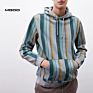 Mgoo Vertical Striped Men's Hoodie Ribbing Cuff and Hem Allover Print Multi Colour Stripes Fitted Hoodies