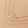 Micci Stainless Steel Jewelry 18K Gold Plated Inverted Sideways Simple Cross Pendant Necklace for Women