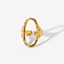 Minimalism 18K Gold Plated Stainless Steel Jewerly Rings Geometric Hollow Oval Hammer Opened Adjustable Rings